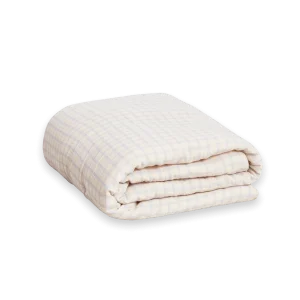 Couverture matelassée en mousseline - Gingham Sky Blue