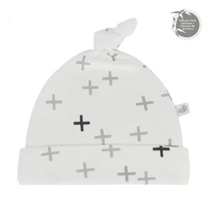 Bonnet à nœud bambou - Blanc imprimé - 6 à 9 mois