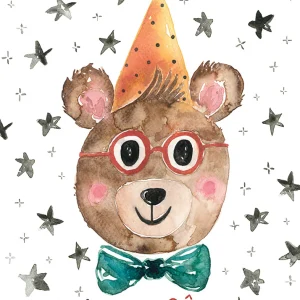 Carte avec illustration à l'aquarelle - Cest ta fête HIP-HIP-HIP HOURRA!