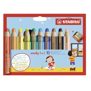 10 crayons 3-en-1 + aiguisoir - Classiques