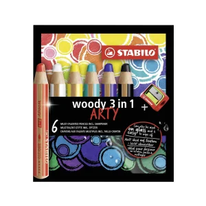6 crayons 3-en-1 + aiguisoir - Arty