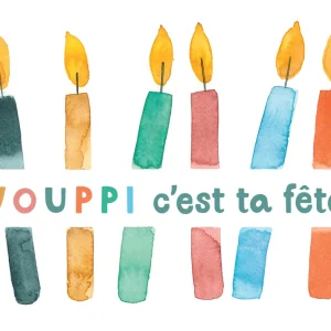 Carte avec illustration à l'aquarelle - Youppi c’est ta fête!