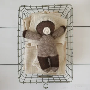 Poupée laine d'alpaga + couverture - Cacao