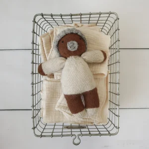 Poupée laine d'alpaga + couverture - Caramel