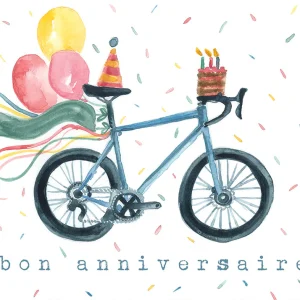 Carte avec illustration à l'aquarelle - Bon anniversaire!