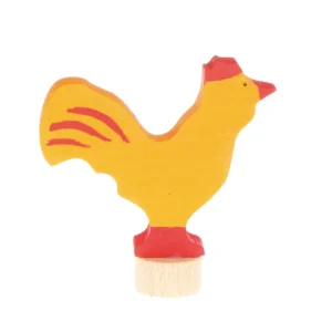 Figurine décorative en bois - Coq jaune