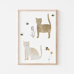Affiche Enfant encadrée, Abeilles et Chats