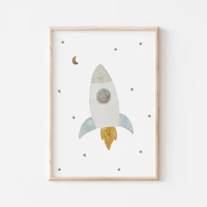 Affiche Enfant encadrée, Fusée