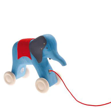Éléphant de bois à tirer - Bleu – Image 3