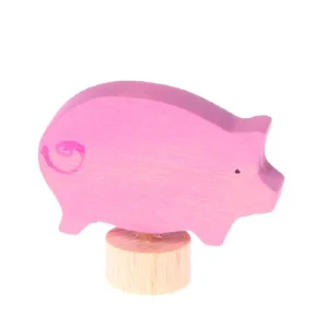 Figurine décorative en bois - Cochon rose