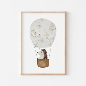 Affiche Enfant encadrée, Hérisson en Ballon