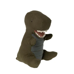 Marionnette dinosaure en lin - Dusty green
