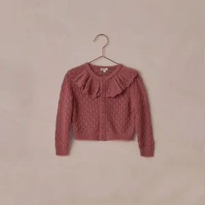 Cardigan pointelle | Ruffle - Raspberry