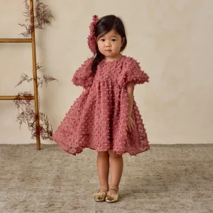 Robe manches bouffantes | Luna - Raspberry