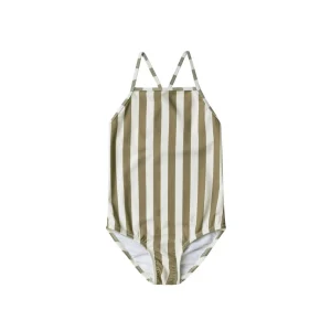 Maillot une-pièce | Sky - Olive stripe