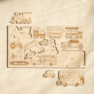 Casse-tête en bois éducatif (français) - Véhicules