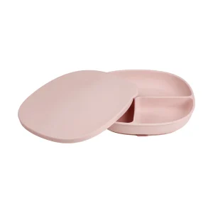 Assiette + couvercle en silicone - blush