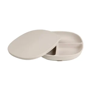 Assiette + couvercle en silicone - latte