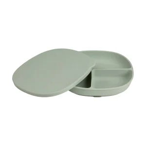 Assiette + couvercle en silicone - sauge