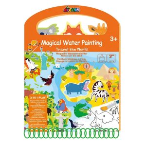Avenir | Scratch - Kleur -en spelboek - Magisch waterschilderen - Reis rond de wereld