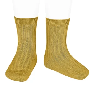 Chaussettes courtes côtelées - Mustard