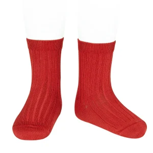 Chaussettes courtes côtelées - Red