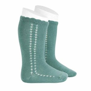 Chaussettes hautes ajourées | coton - Fresh green
