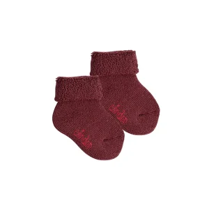 Chaussettes chunky | laine mérinos - Grenat antidérapant