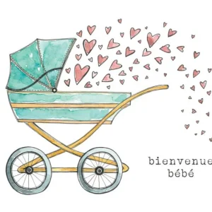 Carte avec illustration à l'aquarelle - Levi 01 - Bienvenue bébé