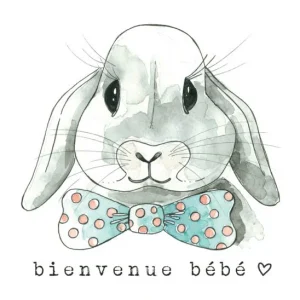 Carte avec illustration à l'aquarelle - Léo 03 - Bienvenue bébé