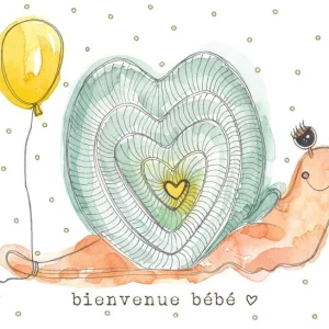Carte avec illustration à l'aquarelle - Estelle 03 - Bienvenue bébé