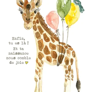 Carte avec illustration à l'aquarelle - Gisèle 03 - Enfin tu es là